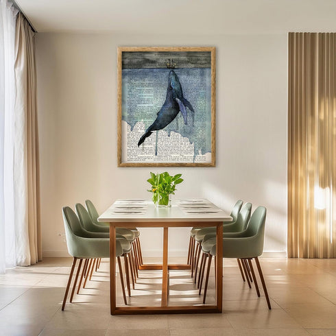 Posterizer 1 pcs-Whale and Ship Dictionary Print-Coastal & Nautical Art-Art for Animal Lovers-Gift for Art Lovers-decor for Bedroom, Office, Livin...